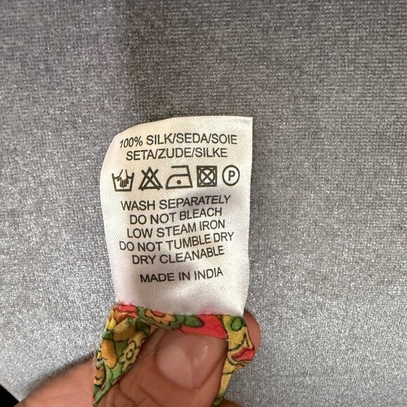 Bold & Beautiful 100% Silk Multicolor Paisley Printed Long Sleeve Tunic Blouse W - Picture 5 of 5